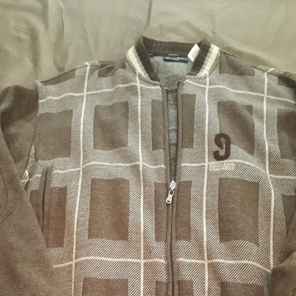 Mens Sean John Workwear Full Zip Sweater Sz Medium